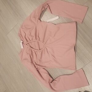 Lisa Says Gah Nora Keyhole Pink Long Sleeve Top Size S